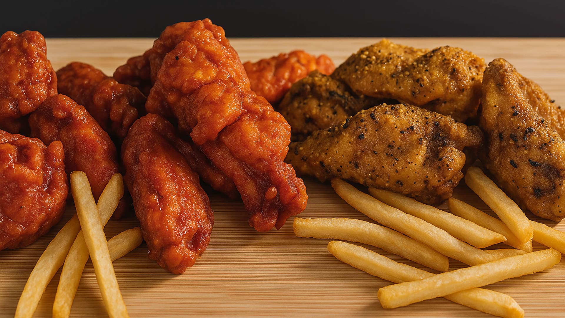 All you can eat chicken wings & french fries